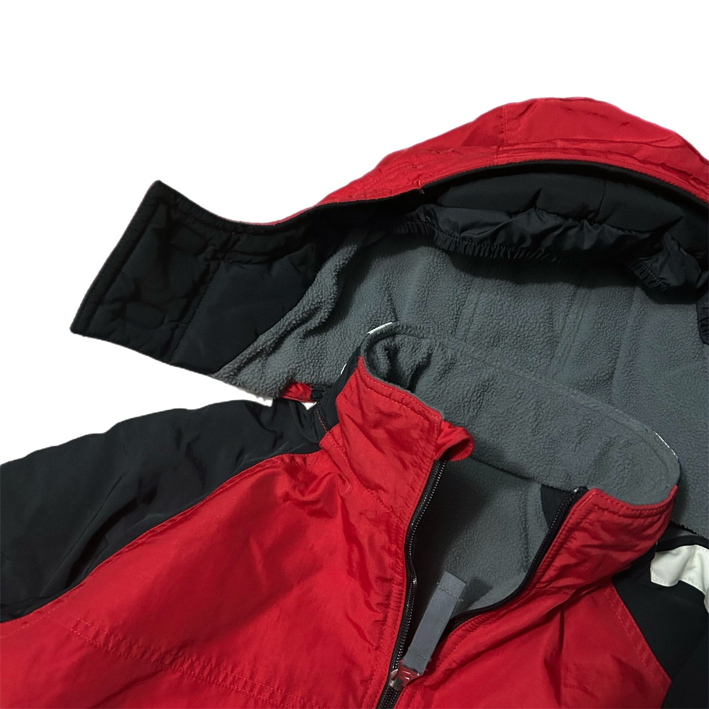 (Kids L) Y2K Nike Reversible Windbreaker Fleece Red Zip-Up Jacket