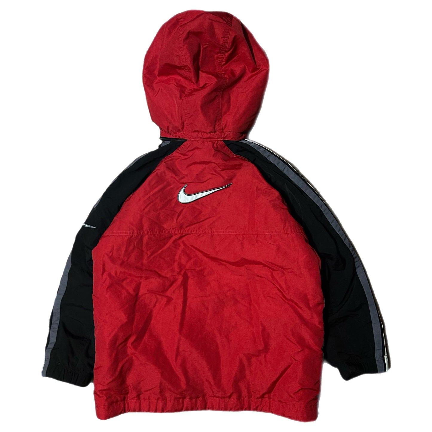 (Kids L) Y2K Nike Reversible Windbreaker Fleece Red Zip-Up Jacket