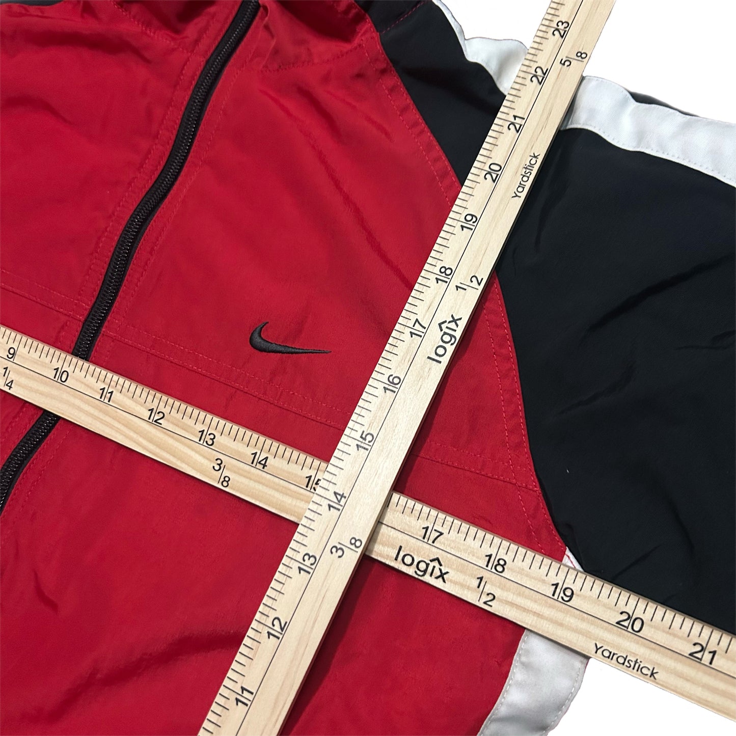 (Kids L) Y2K Nike Reversible Windbreaker Fleece Red Zip-Up Jacket