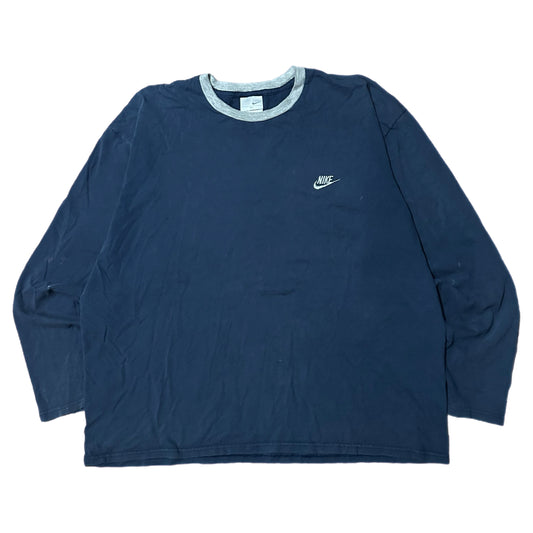 (XL) Y2K Nike Embroidered Navy Longsleeve Shirt