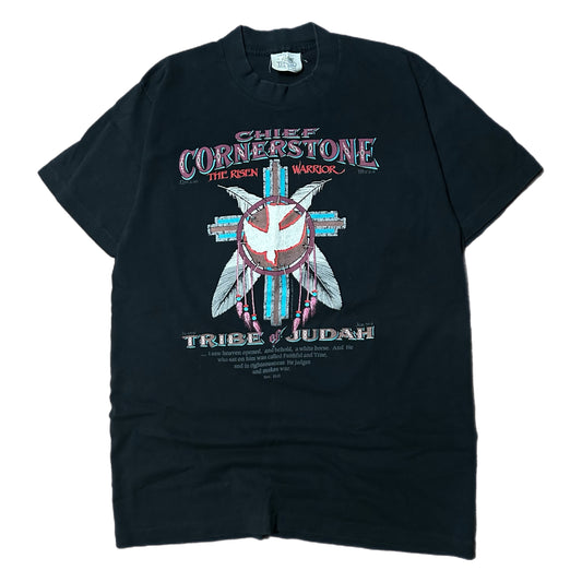 (L) Vintage Living Epistles Chief Cornerstone Jesus Black T-Shirt