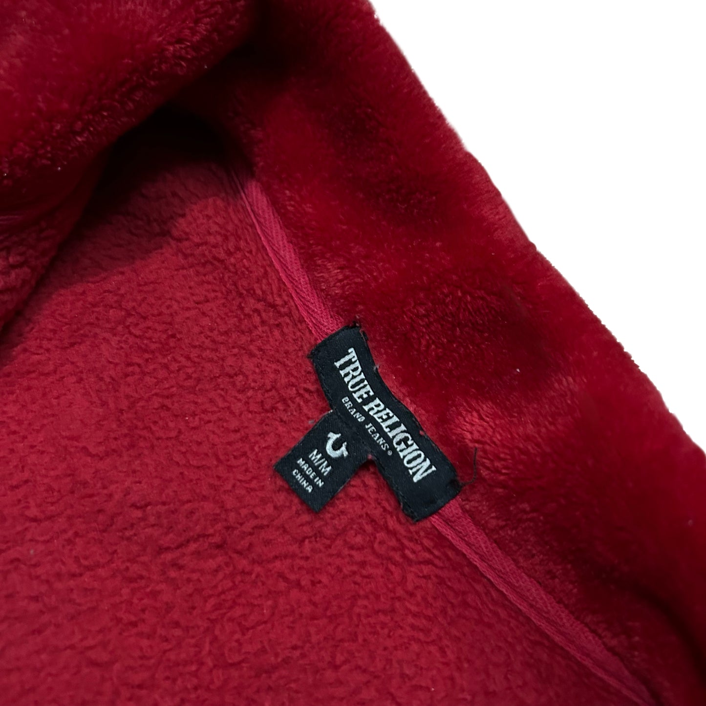 (M) True Religion Womens Red Velour Cropped Fleece