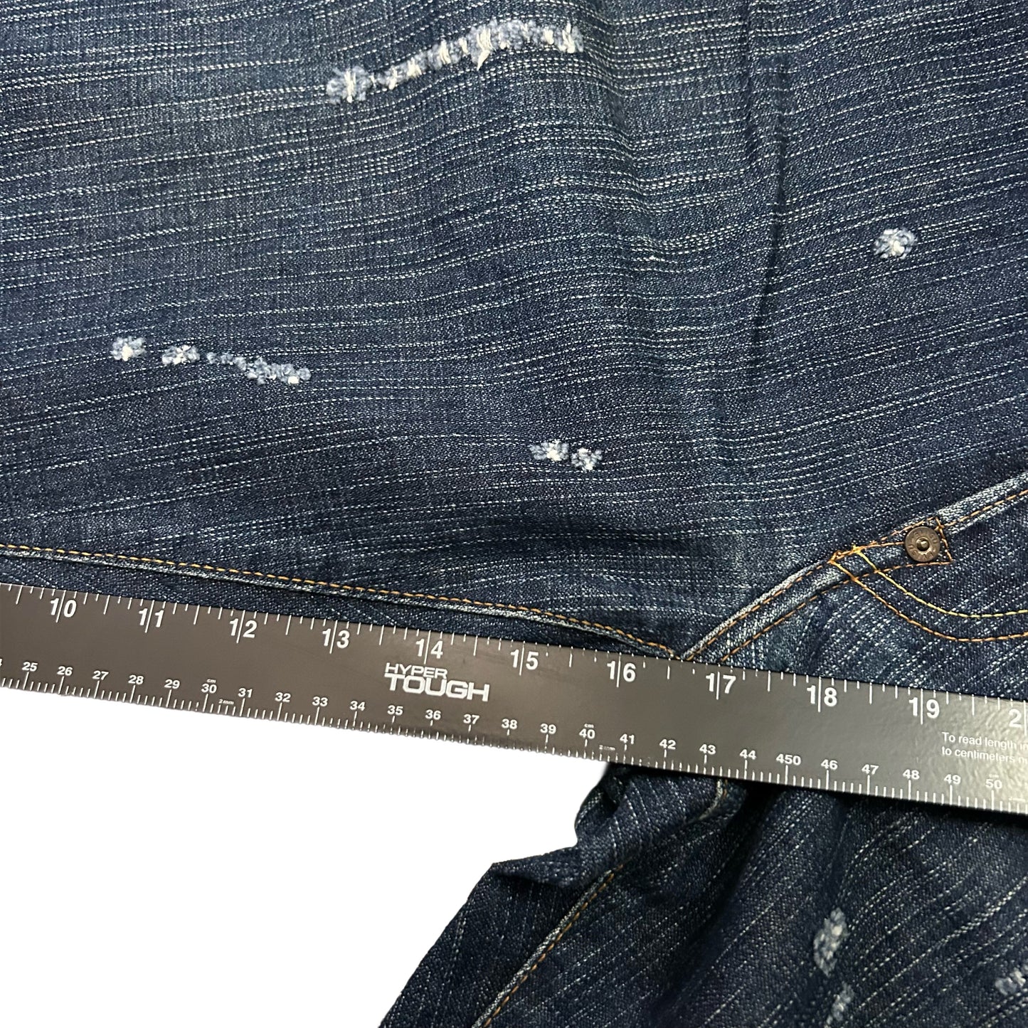 (36) Vintage Evisu Paint Splatter Jean Shorts
