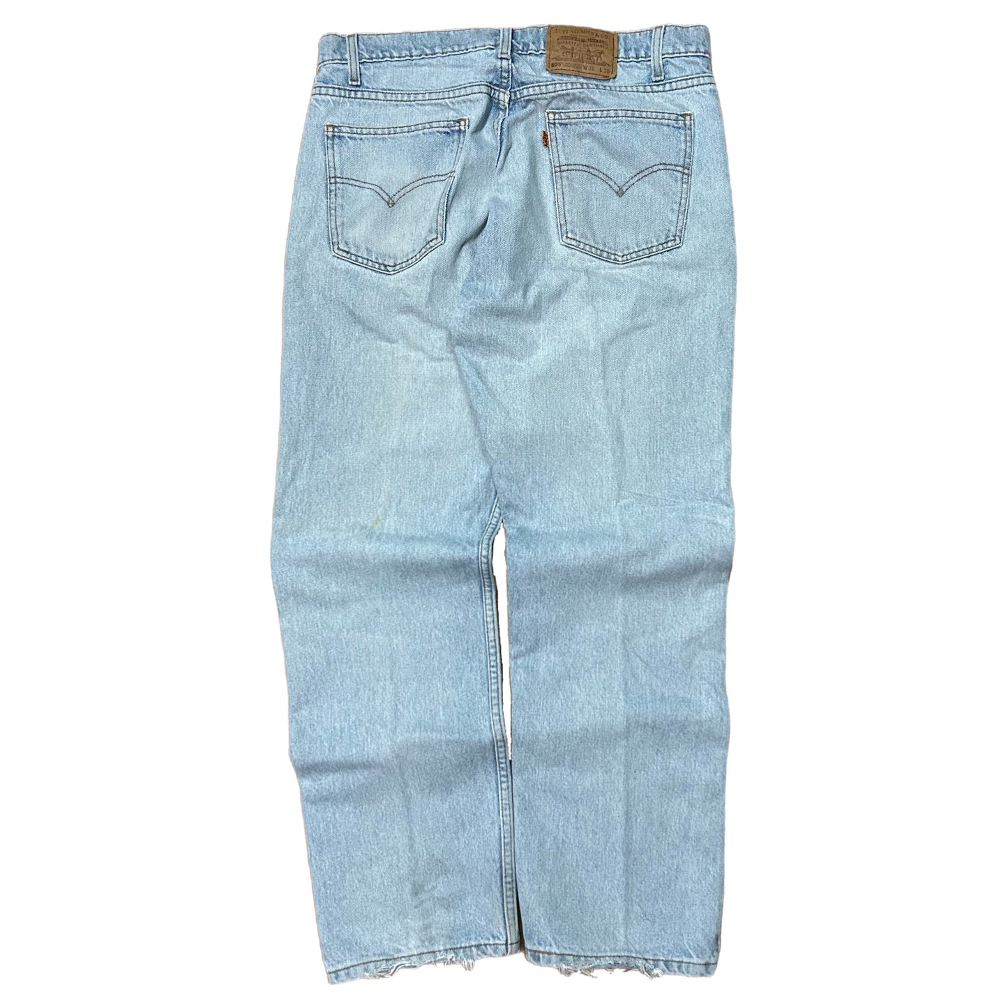 (36) 1990s Levi 505 Orange Tab Light Wash Denim