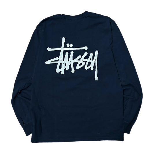 (M) Stussy Basic Long-Sleeve Navy Shirt