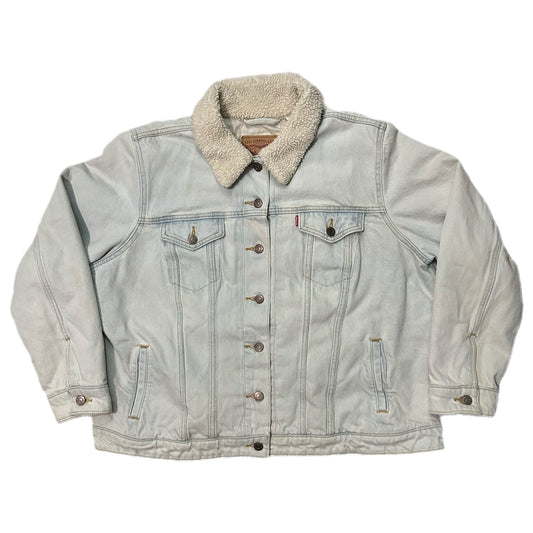 (2X) Levi's Blue Denim Light Wash Sherpa Jacket