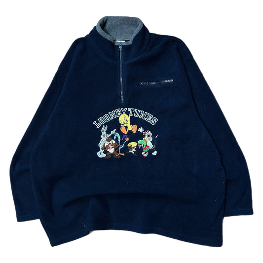 (XXL) Vintage 2000 Looney Tunes Navy Fleece 1/4 Zip
