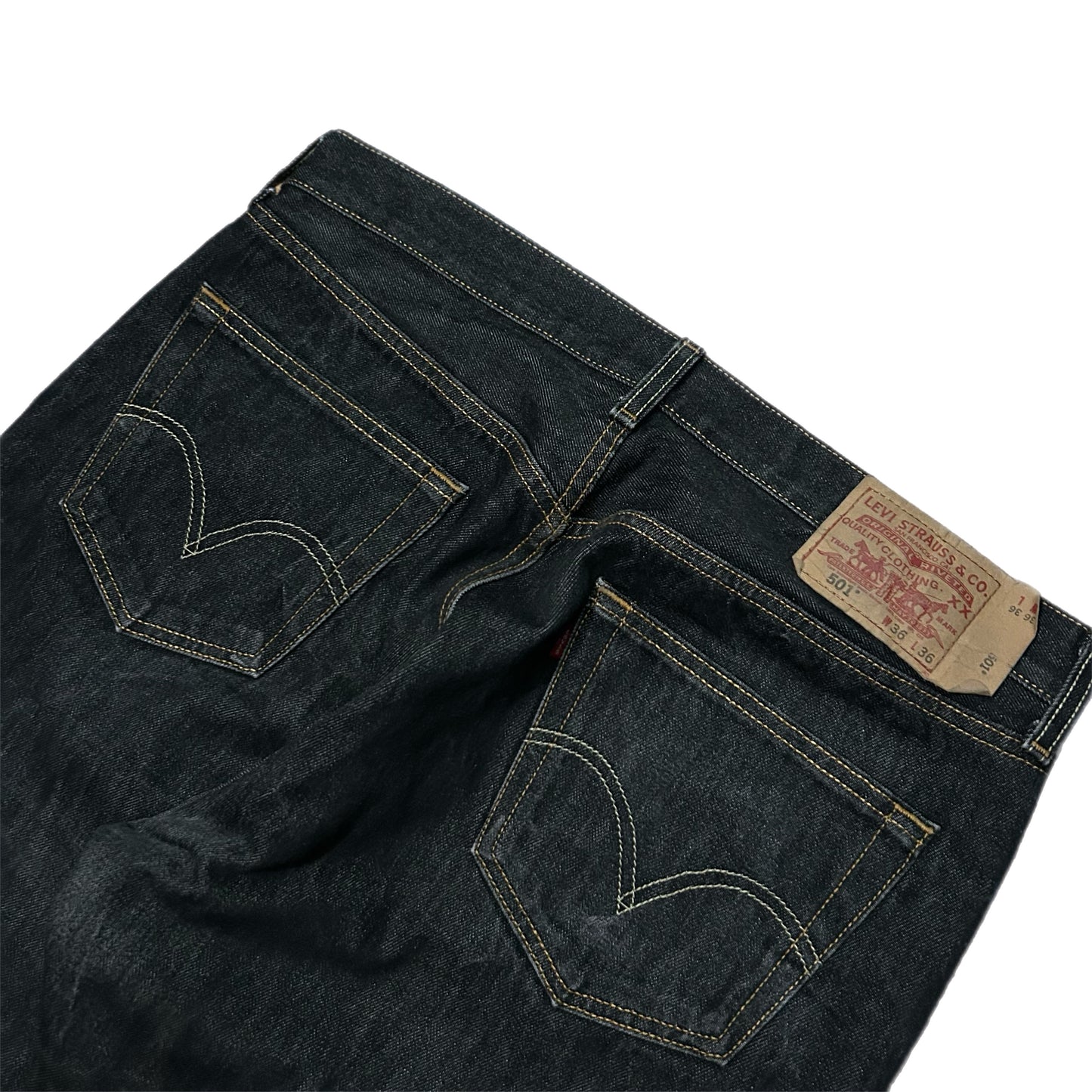 (36) Levi's 501 Dark Wash Relaxed Denim Jeans