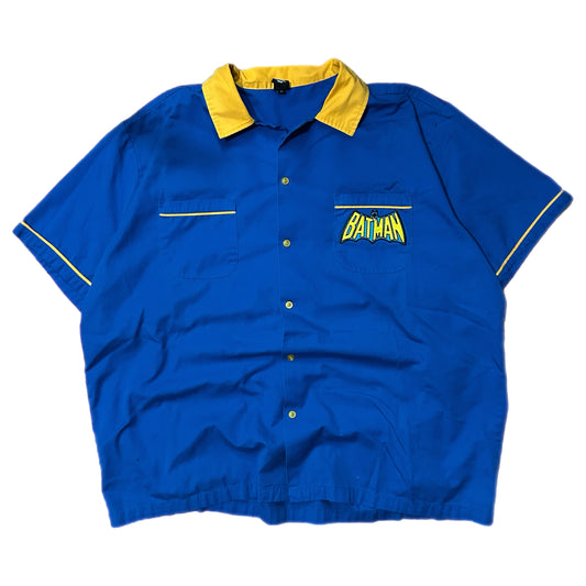 (XL) Vintage Batman Logo Embroidery Bowling Shirt