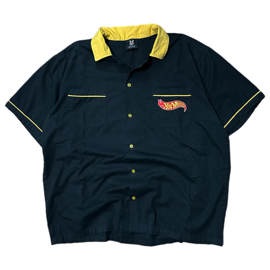 (L) Vintage Hot Wheels Logo Embroidery Bowling Shirt