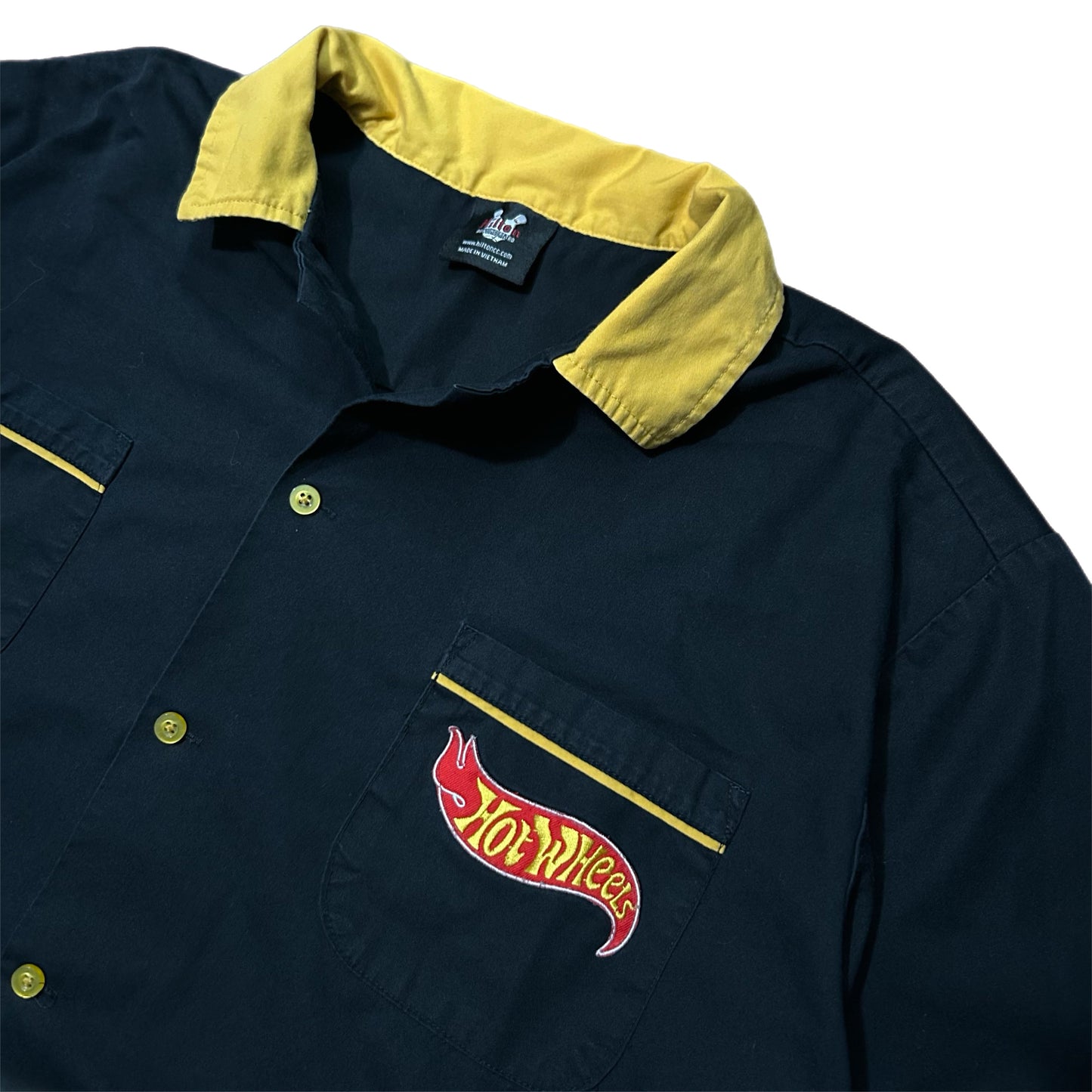 (L) Vintage Hot Wheels Logo Embroidery Bowling Shirt
