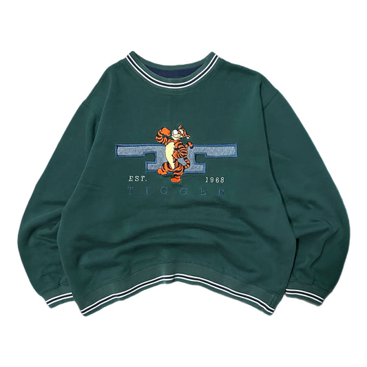 (M) Y2K Disney Tigger Embroidered Green Pullover