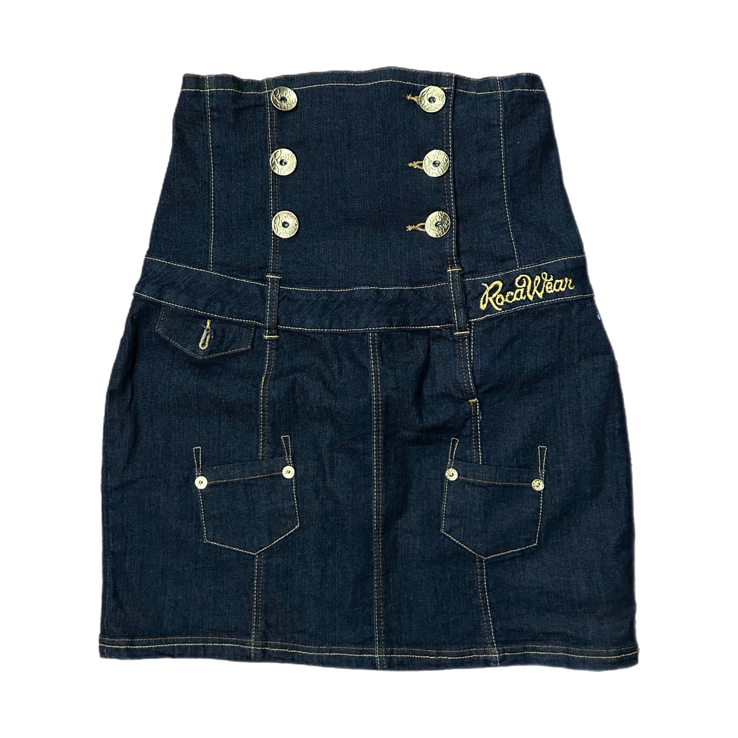 (XL) Y2K Rocawear Women's Blue Denim Skirt