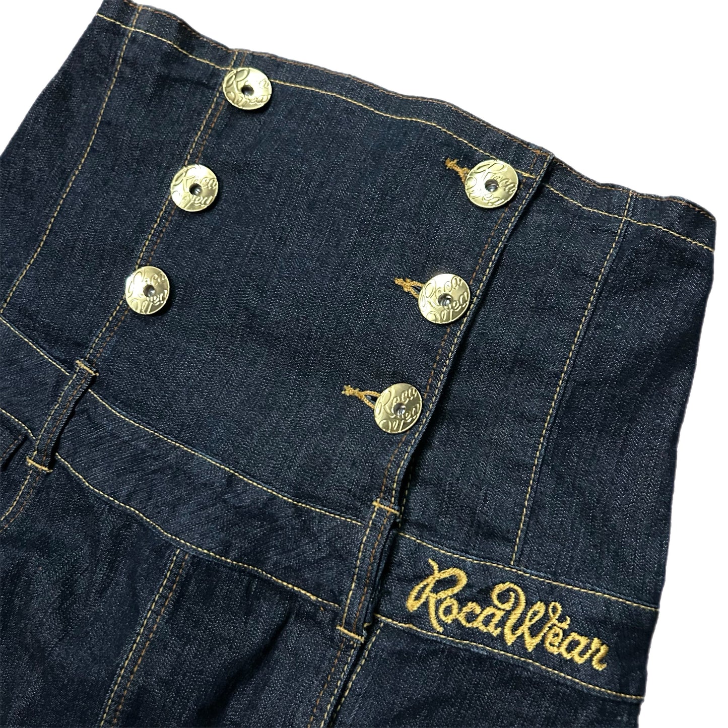 (XL) Y2K Rocawear Women's Blue Denim Skirt