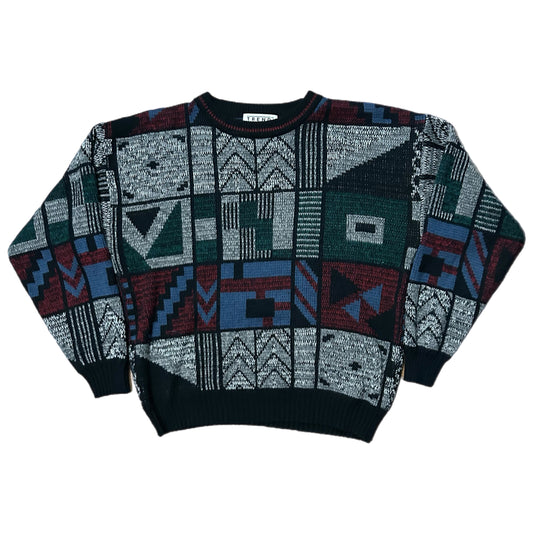 (L) Vintage Basic Trends Geometric Sweater