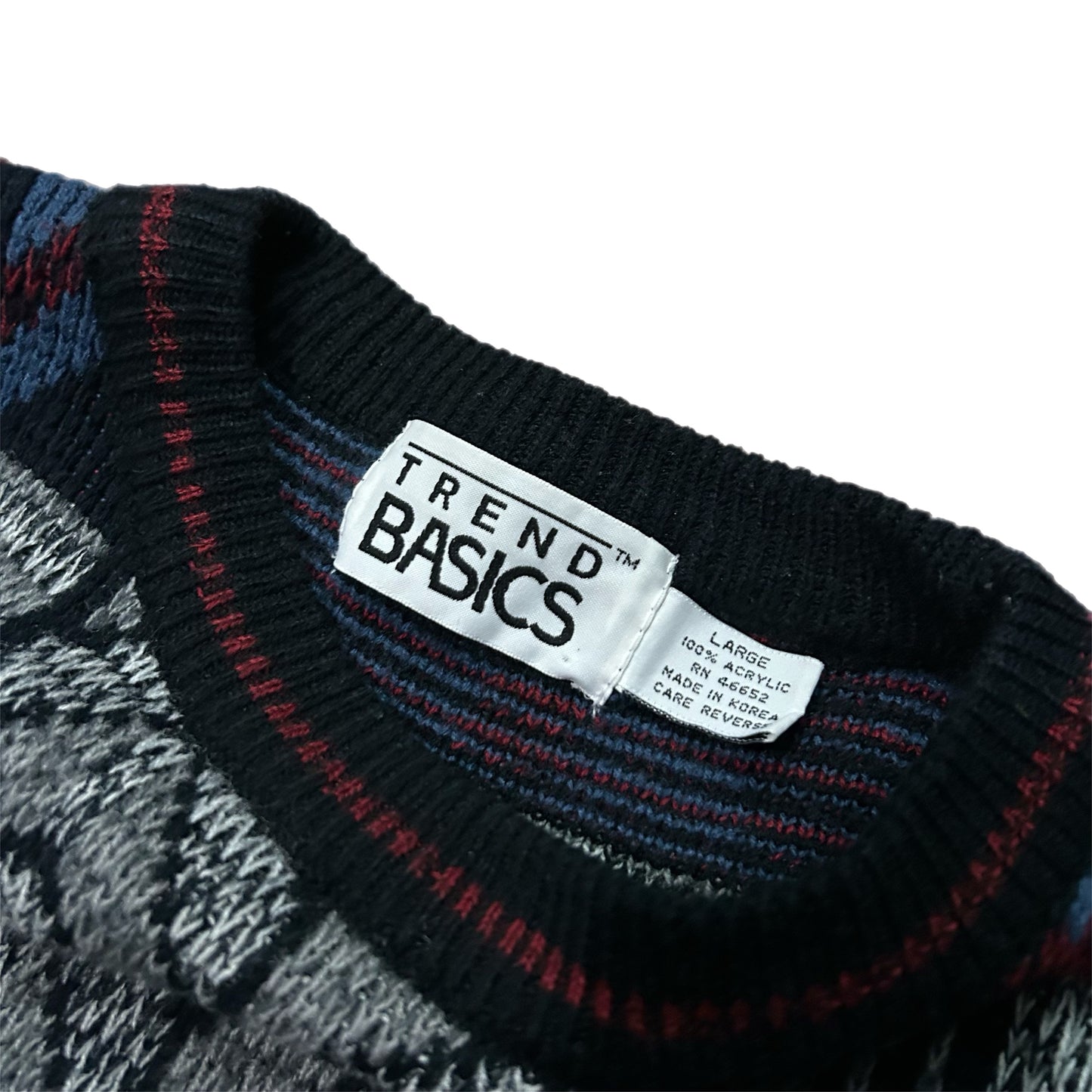 (L) Vintage Basic Trends Geometric Sweater