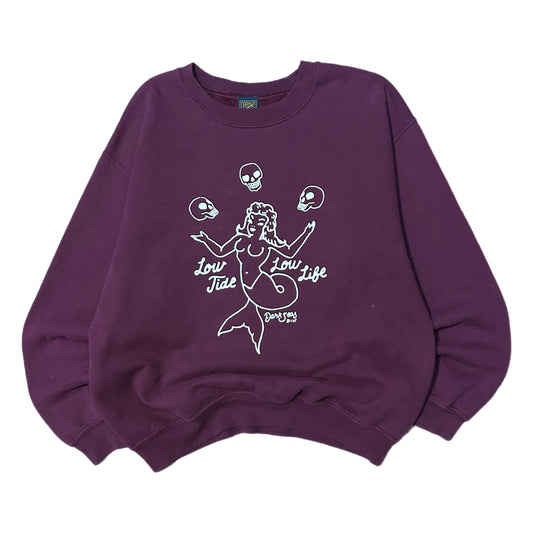 (M) Dark Seas Mermaid Burgandy Crewneck
