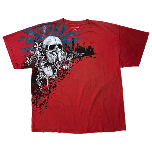 (XL) Anchor Blue Skull Graffiti Red Tee
