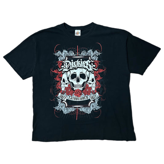 (XL) Y2K Dickies Skull Roses Black Tee