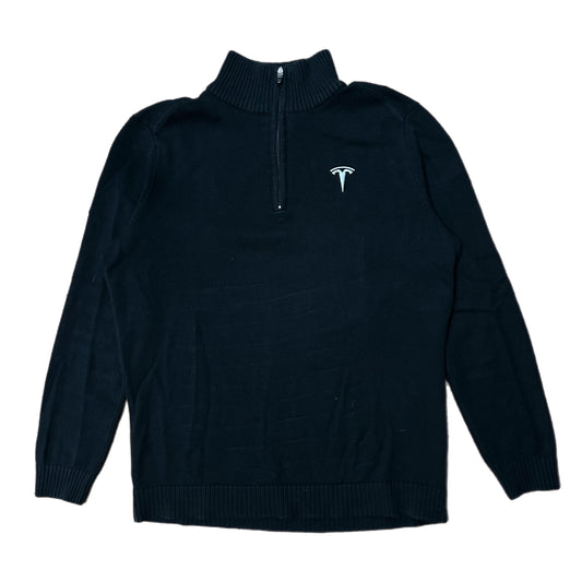 (M) Tesla Black Quarter-Zip Fleece Pullover