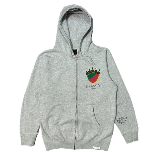 (M/L) Diamond Supply Co. Grizzly Tape Zip-Up Grey Hoodie