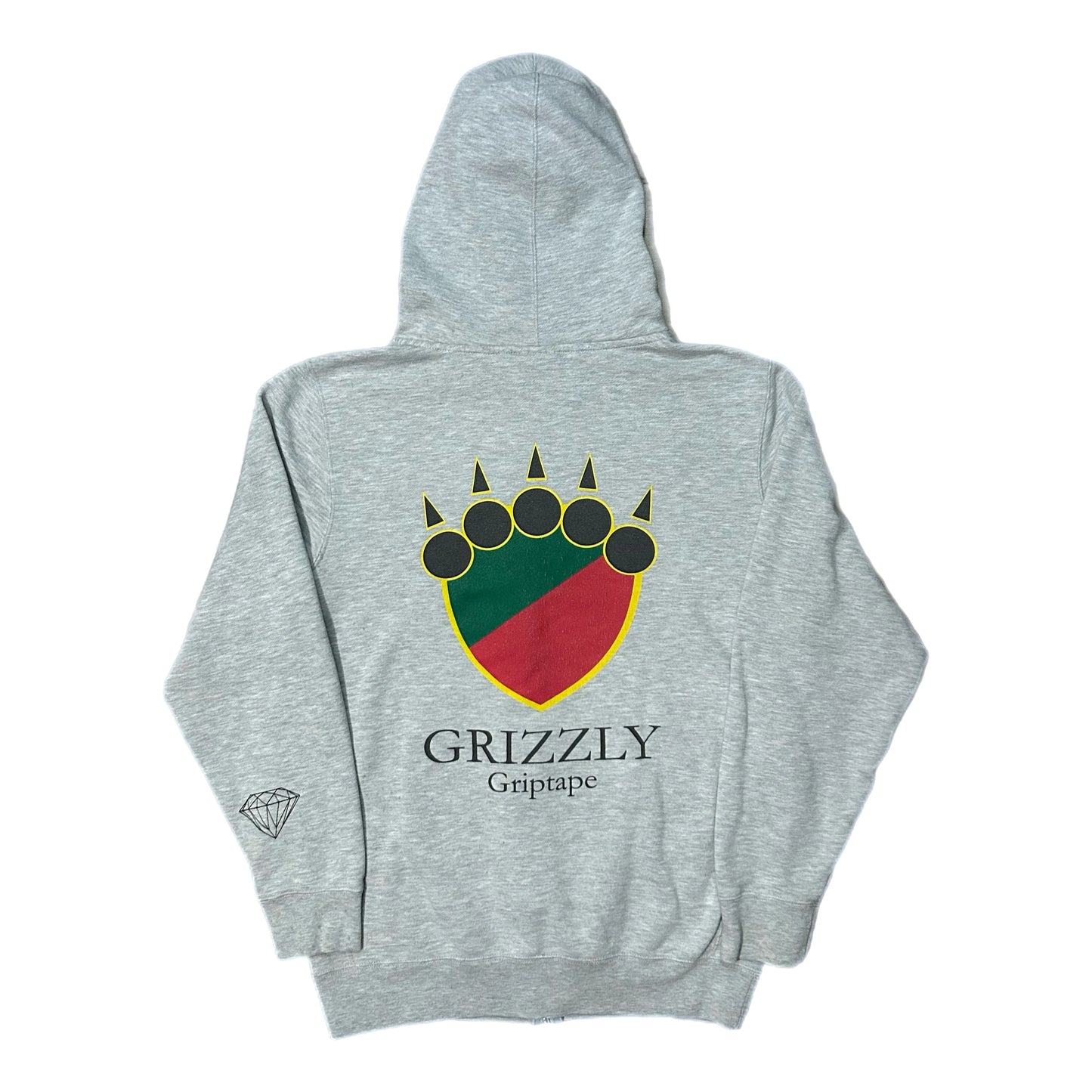 (M/L) Diamond Supply Co. Grizzly Tape Zip-Up Grey Hoodie