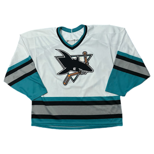 (L) Vintage 90s CCM San Jose Sharks Hockey Jersey