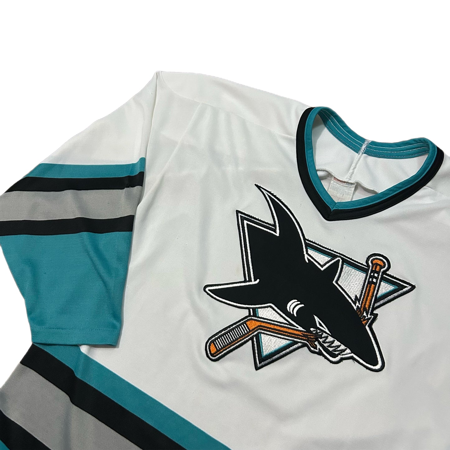 (L) Vintage 90s CCM San Jose Sharks Hockey Jersey