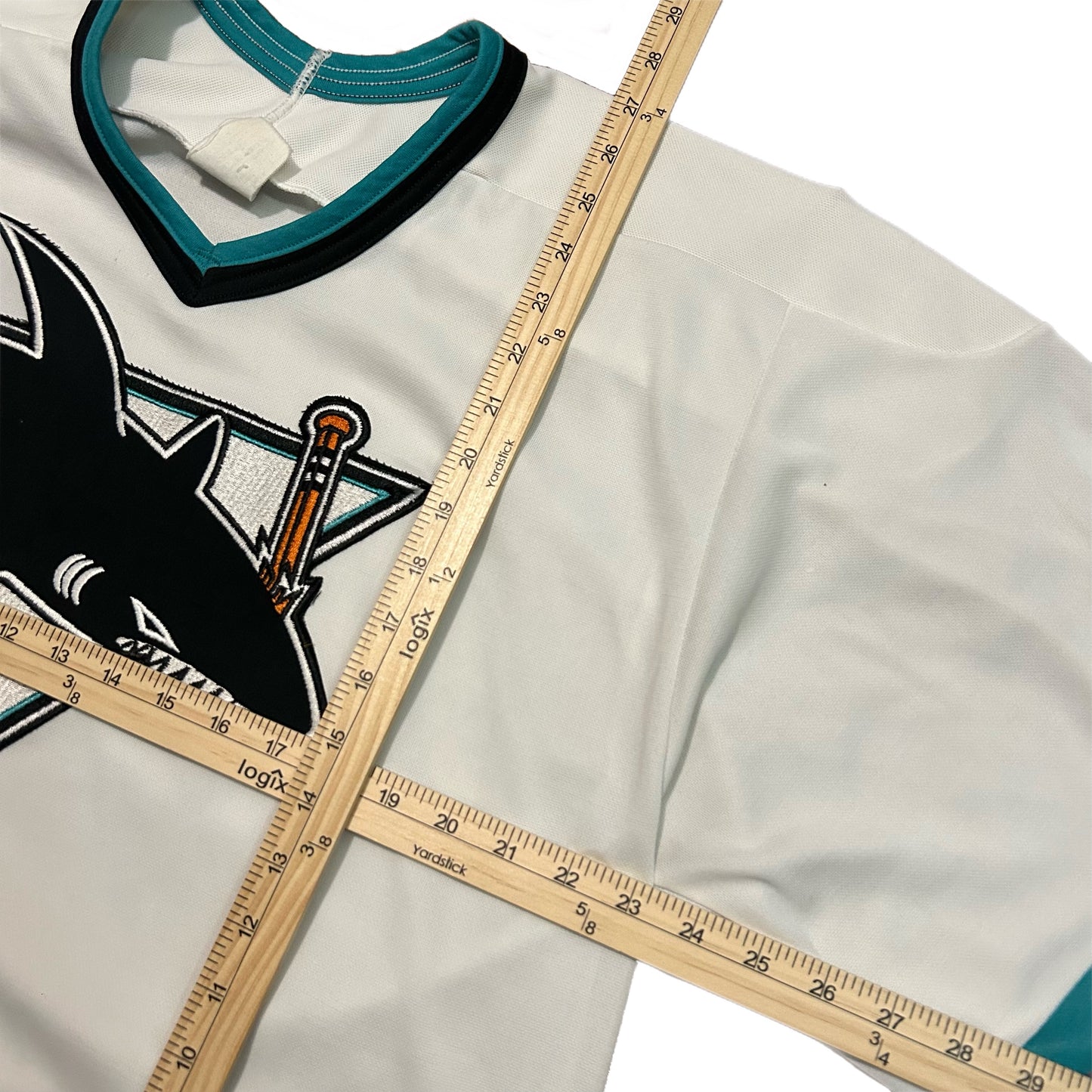 (L) Vintage 90s CCM San Jose Sharks Hockey Jersey