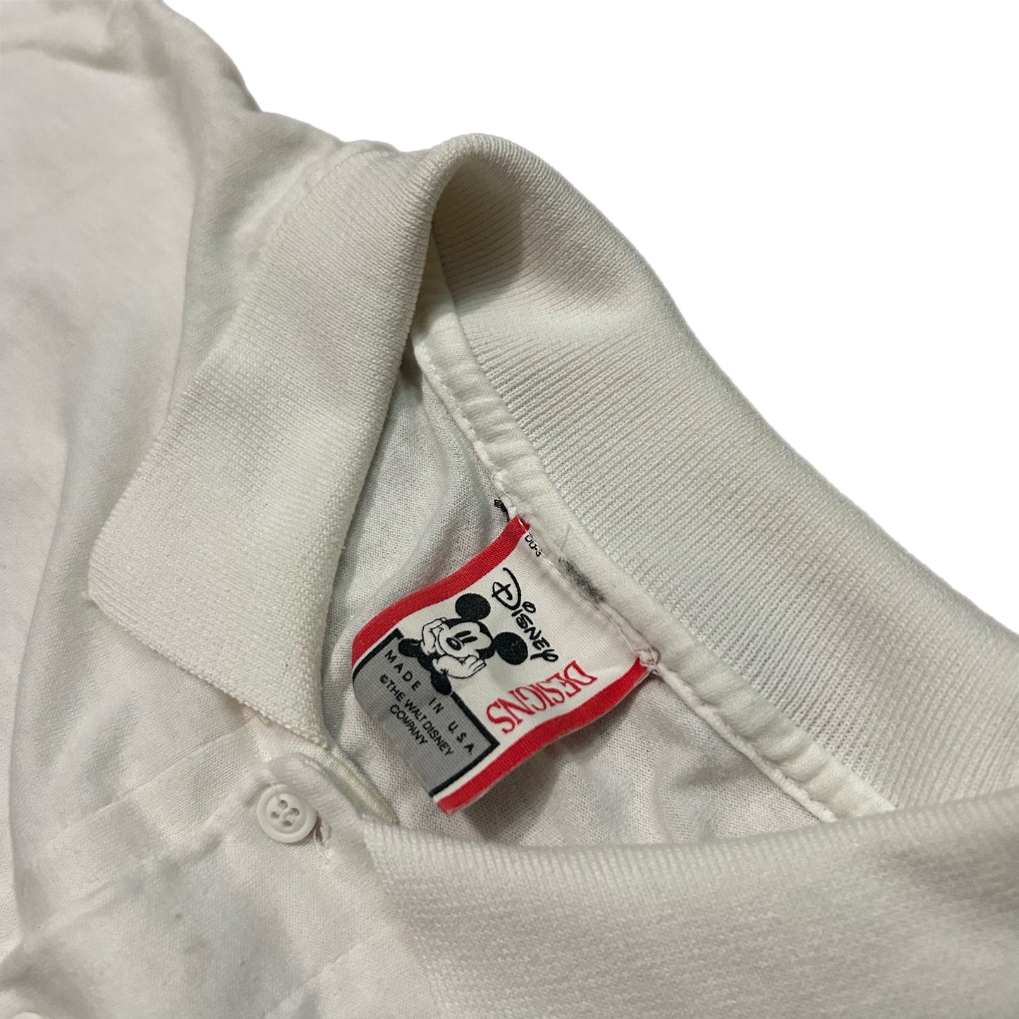 (L) Vintage Disney Designs Mickey White Polo Shirt