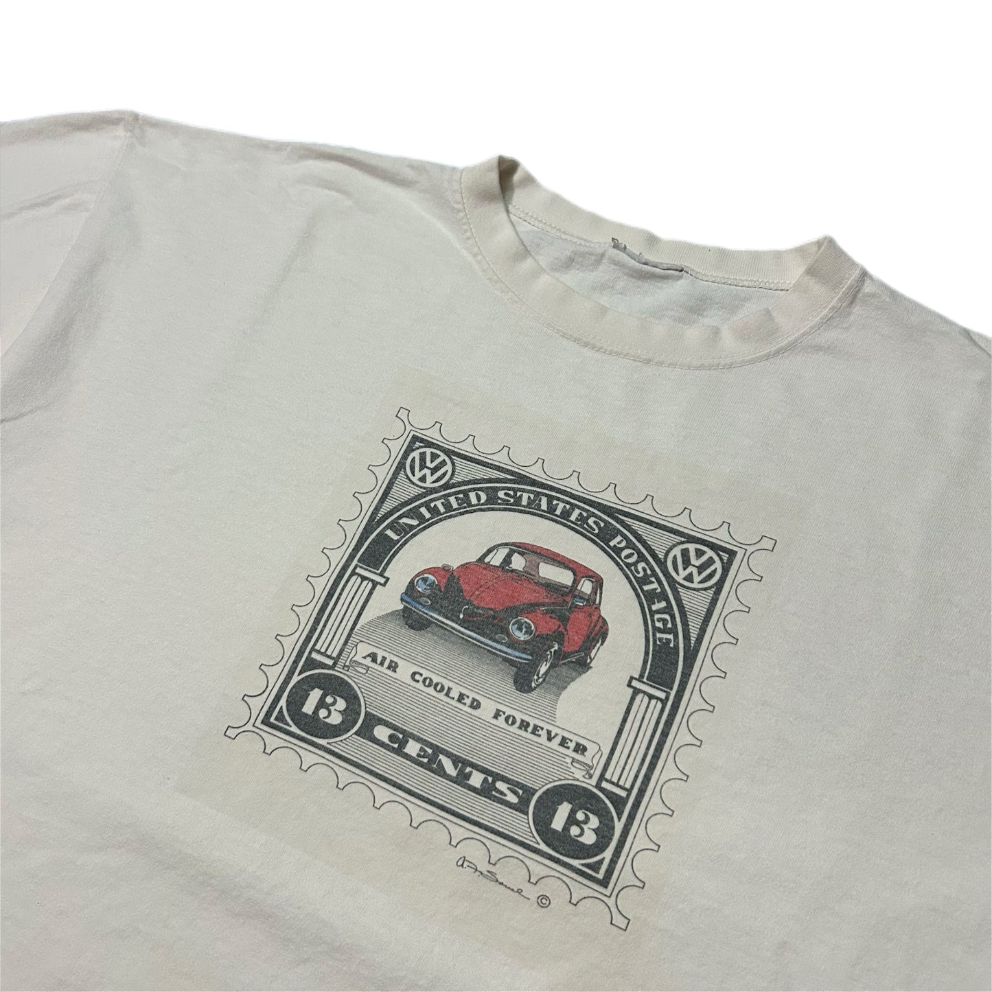 (XL) Vintage Volkswagen Beetle Postage Stamp White Shirt