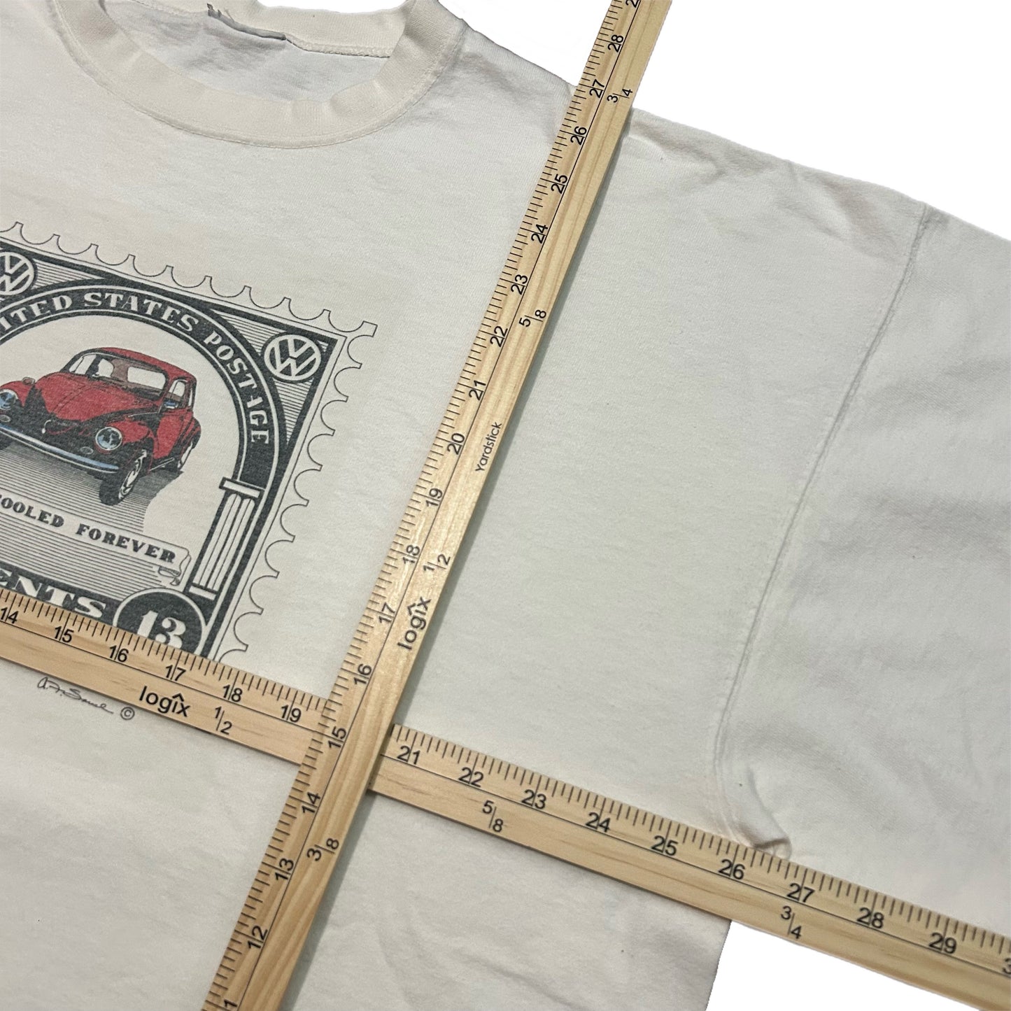 (XL) Vintage Volkswagen Beetle Postage Stamp White Shirt