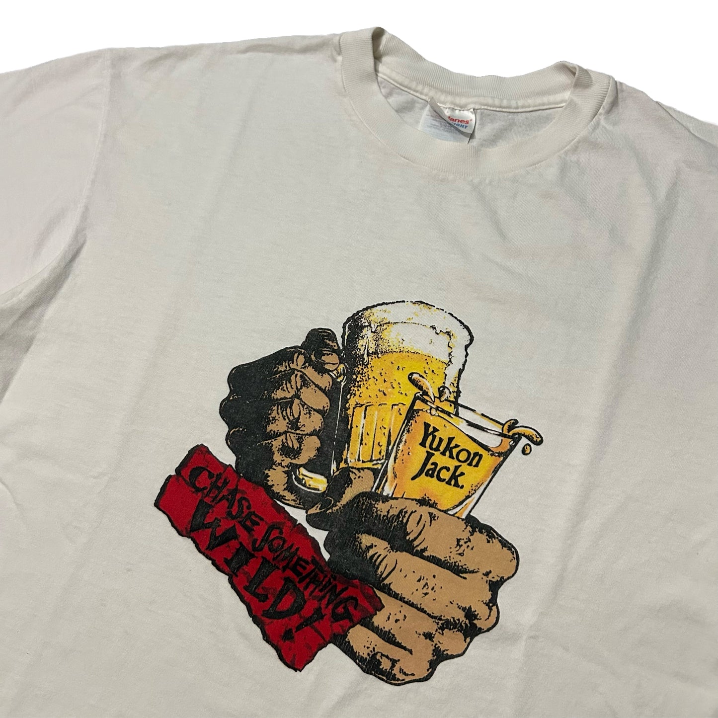 (L) Vintage Yukon Jack 'Chase Something Wild' White Tee