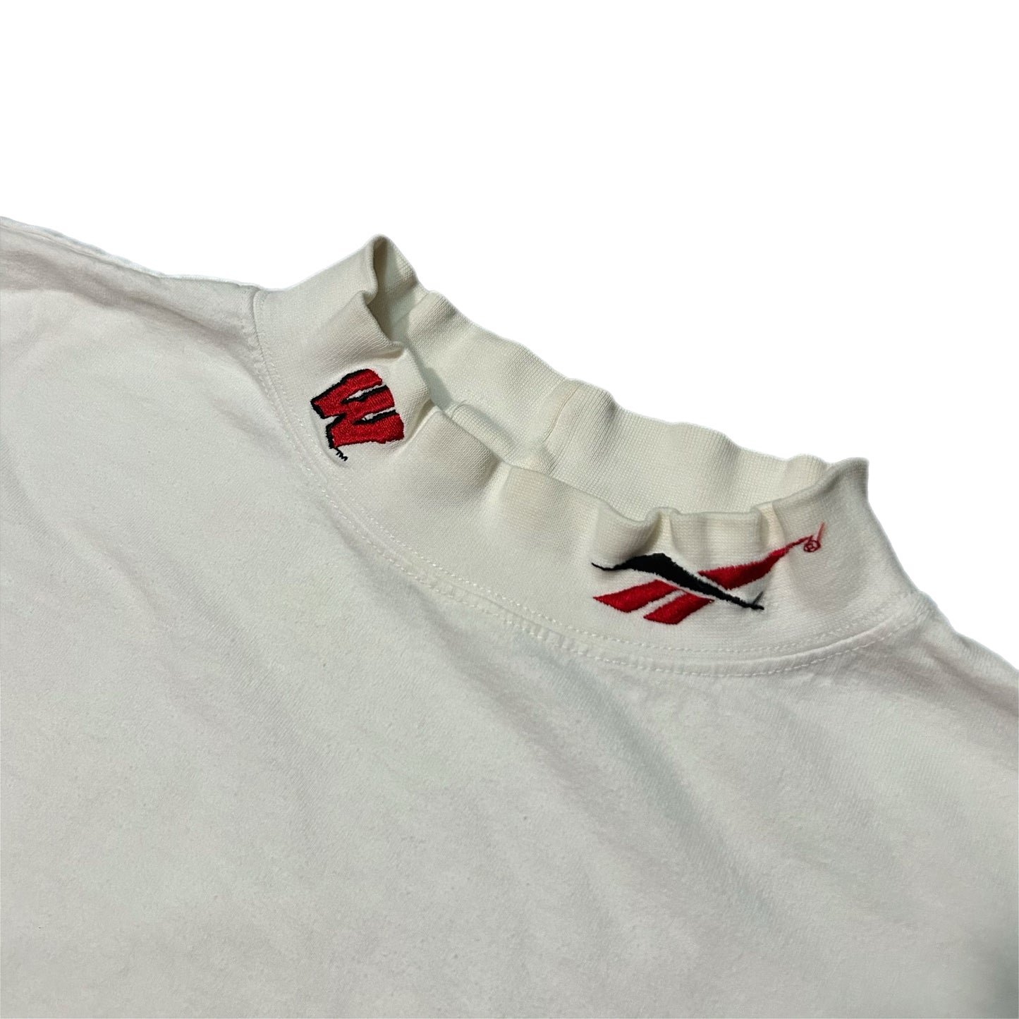 (L) Vintage Reebok Mock Neck Wisconsin Badgers Longsleeve