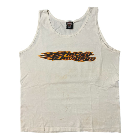 (XL) 2000 Harley Davidson Palm Beach White Tank Top