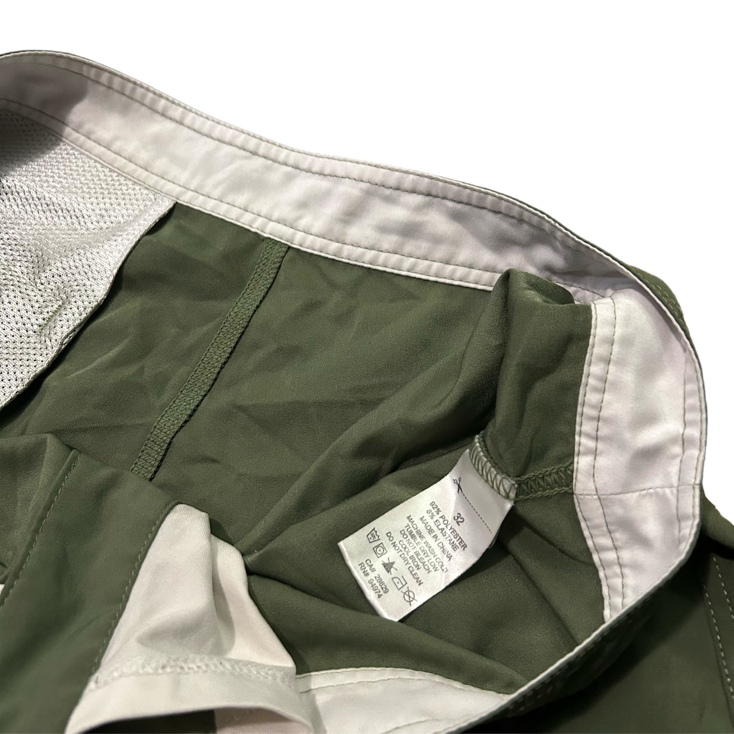 (32) Stussy Olive Green Nylon Swim Shorts