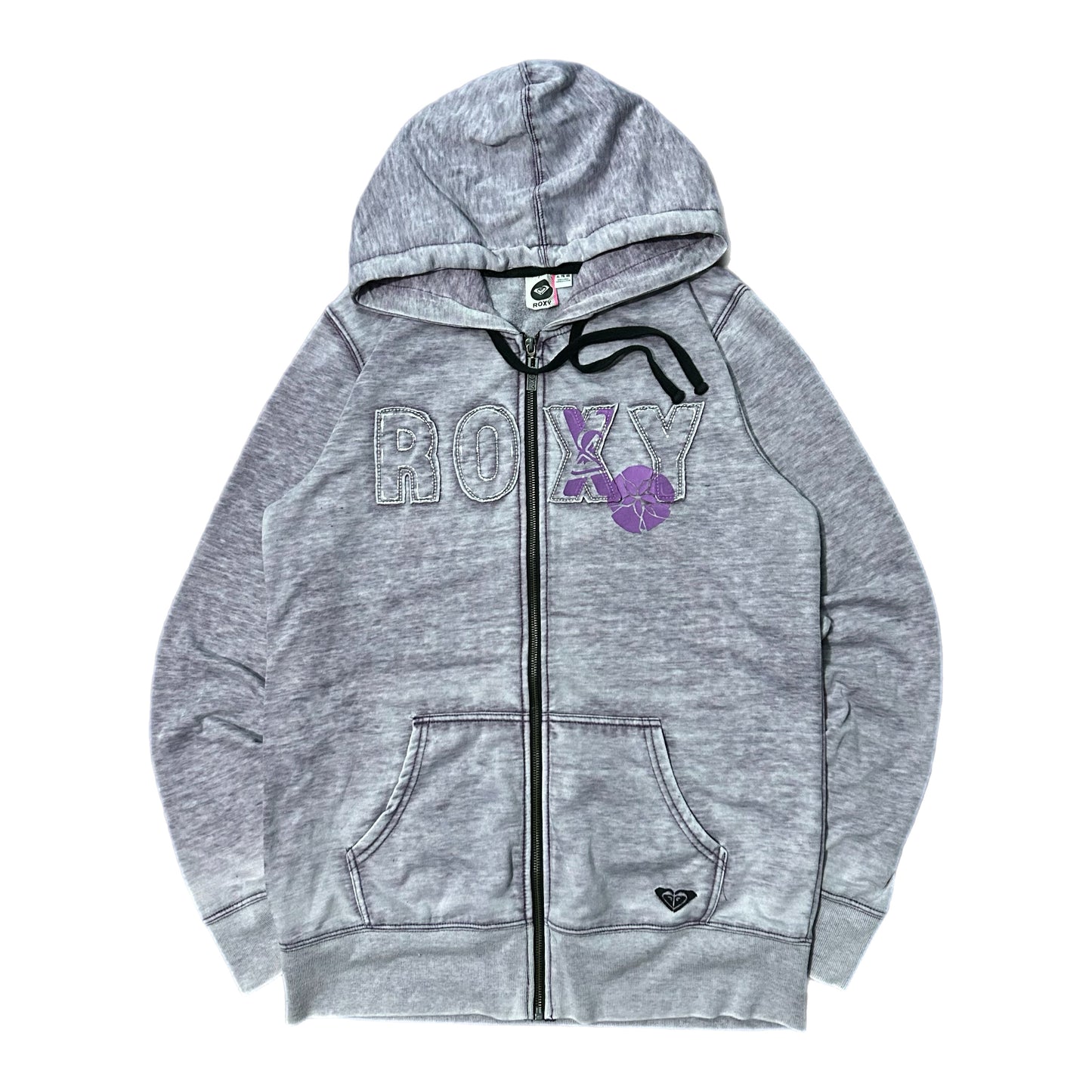 (XL) Y2K Women's Roxy Purple Zip-Up Hoodie