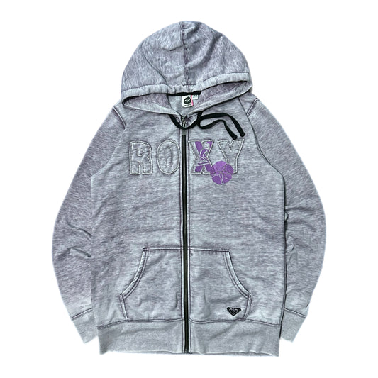 (XL) Y2K Women's Roxy Purple Zip-Up Hoodie