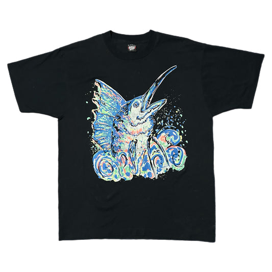 (XL) Vintage Sail Fish Art Work Black Shirt