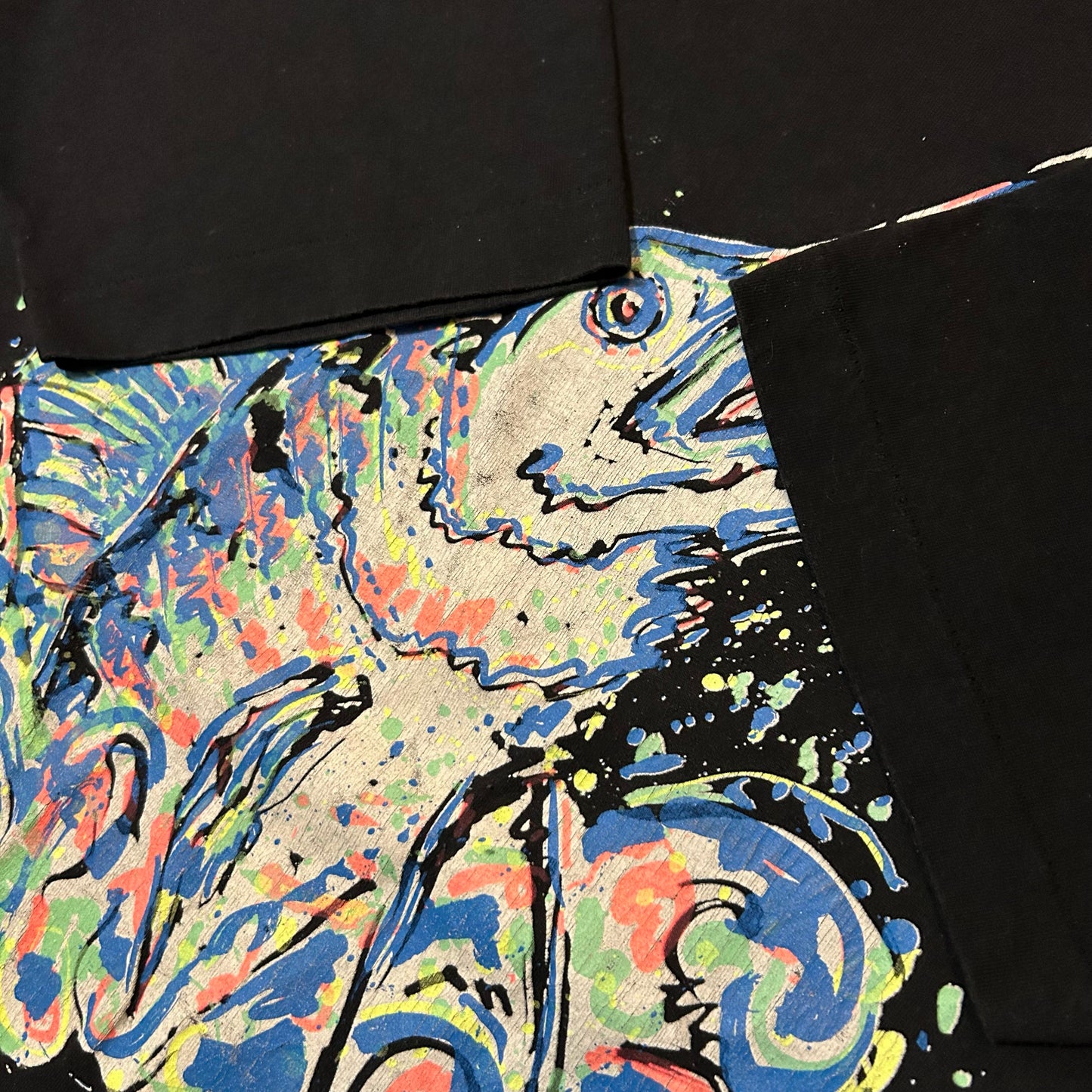 (XL) Vintage Sail Fish Art Work Black Shirt