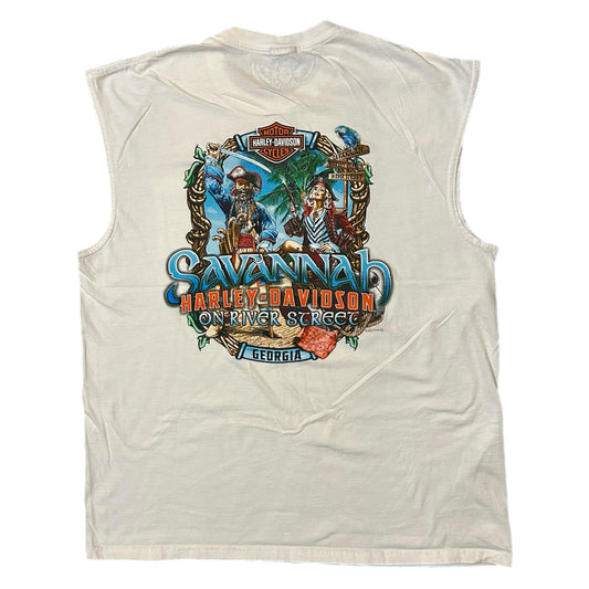 (L) 2011 Harley Davidson Savannah White Tank Top