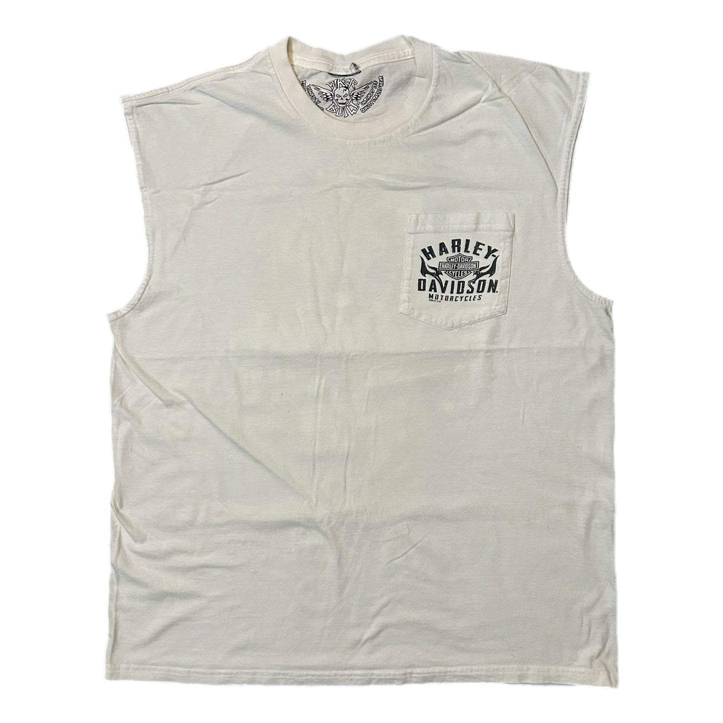 (L) 2011 Harley Davidson Savannah White Tank Top