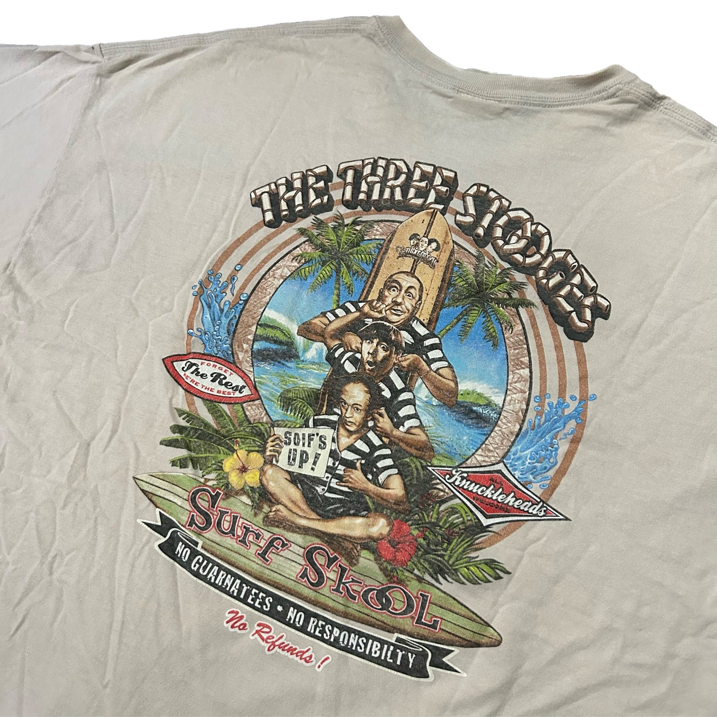 (XXL) Vintage The Three Stooges Knuckleheads Beige Shirt
