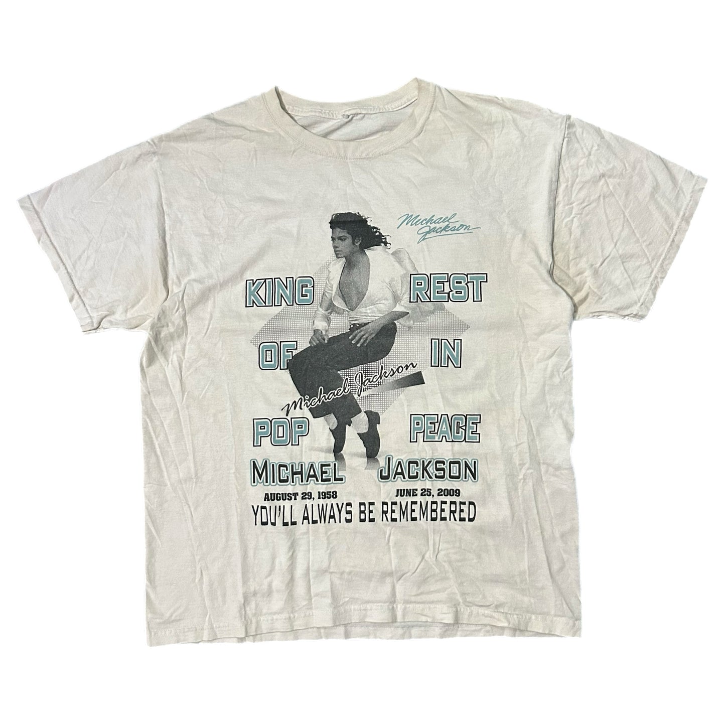 (L) Y2K Michael Jackson Memorial Beige Shirt