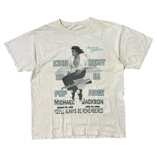 (L) Y2K Michael Jackson Memorial Beige Shirt