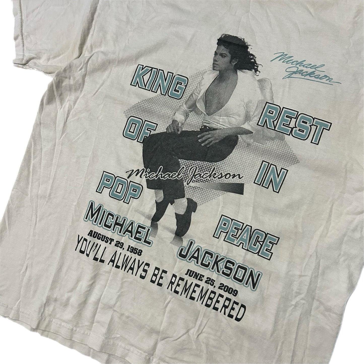 (L) Y2K Michael Jackson Memorial Beige Shirt