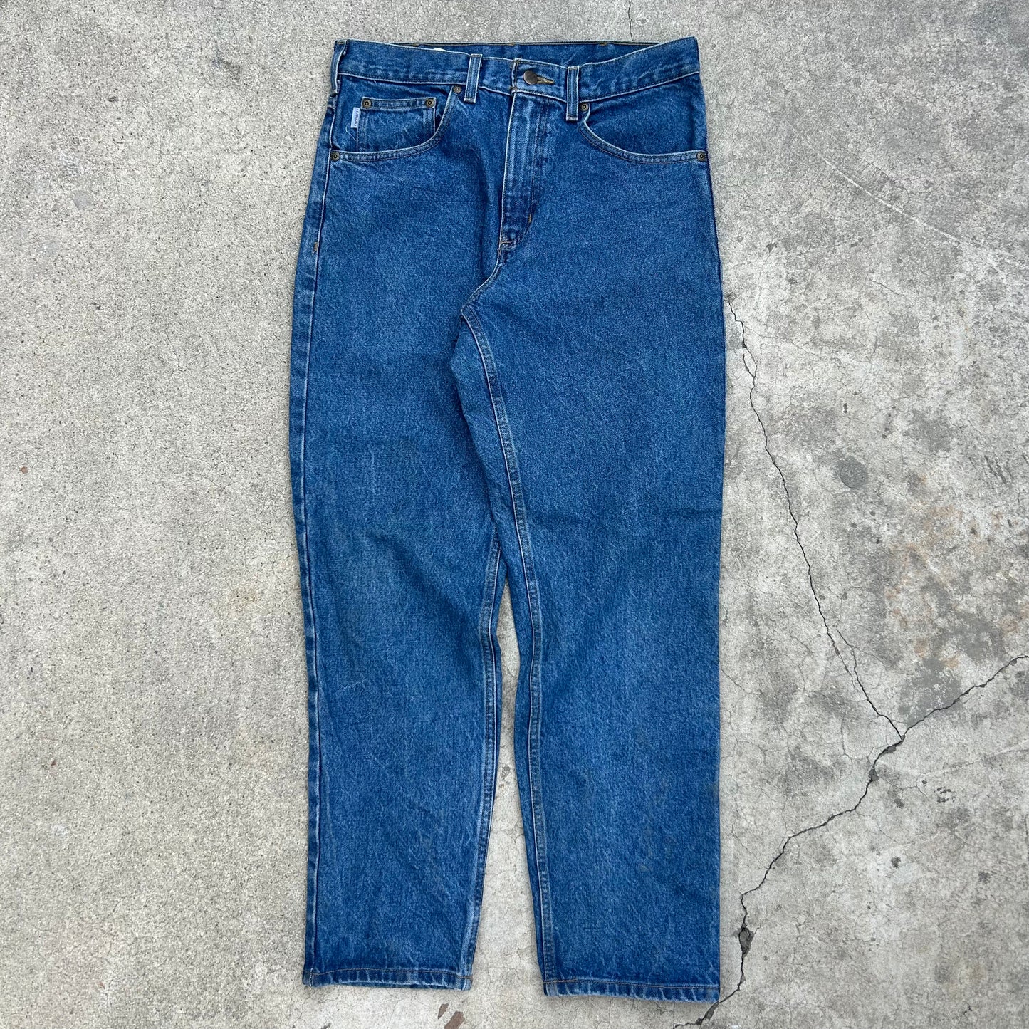 (32) Carhartt Dark Wash Loose Fit Utility Jeans