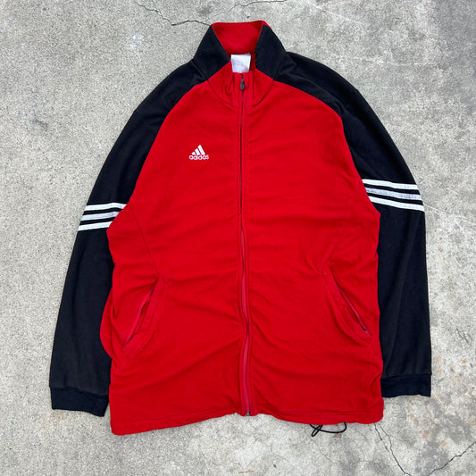 (L) 2000s Adidas Red Zip-Up Fleece