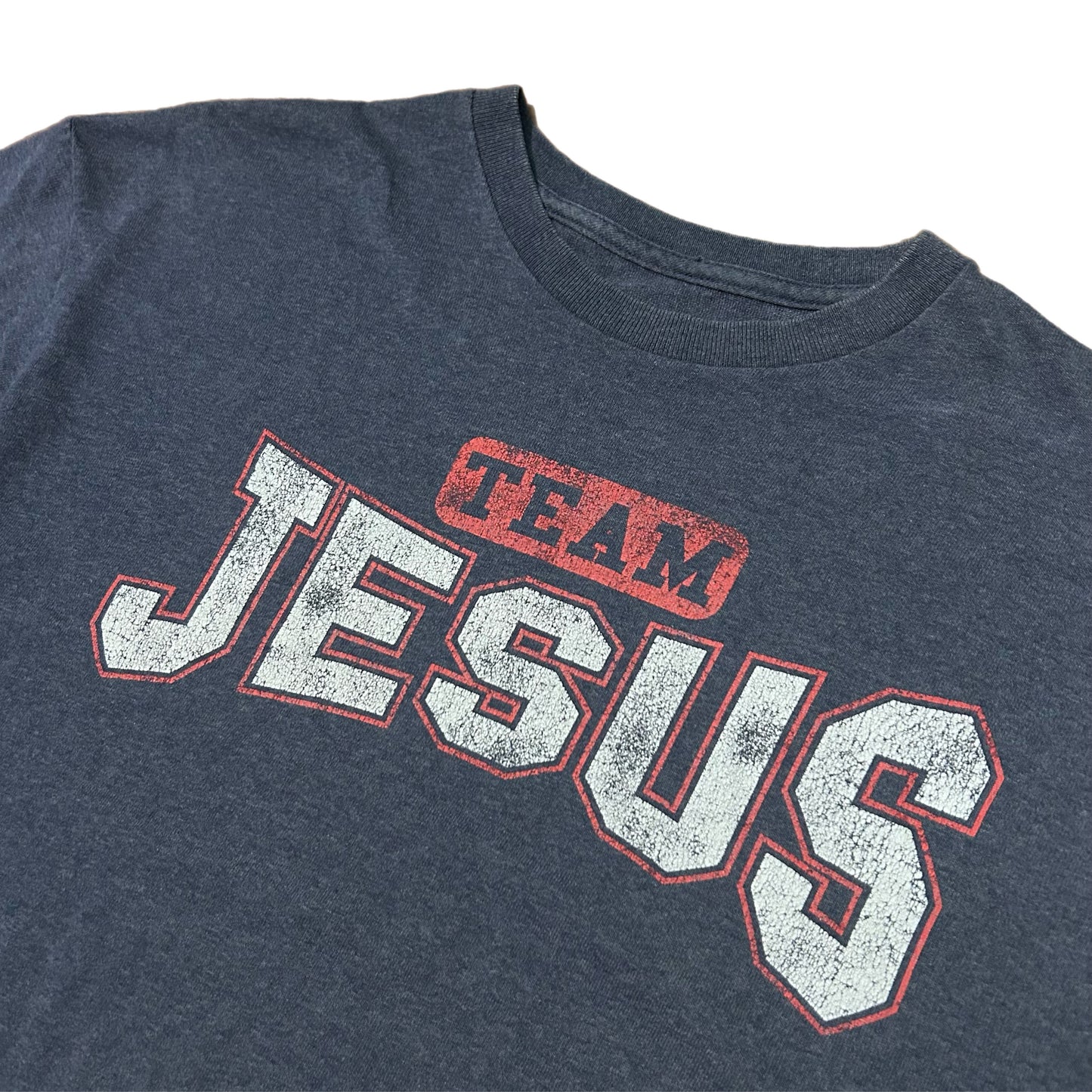 (L) Vintage Team Jesus Washed Navy Shirt