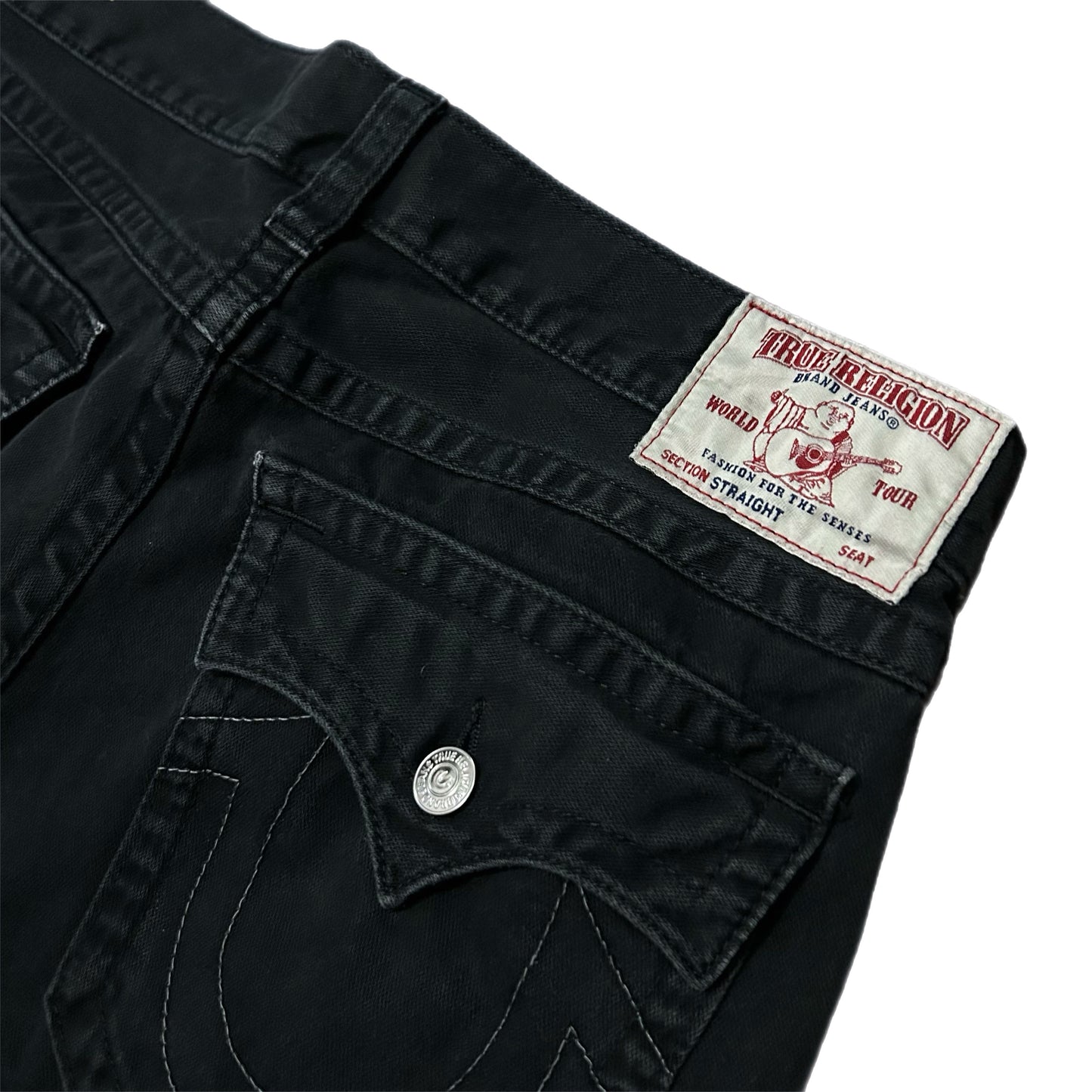 (36) True Religion Bootcut Black Denim Jeans